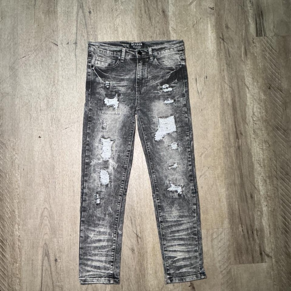 Reason Black Acid Wash Slim Jeans Size small NWT Streetwear Distressed Y2K Denim